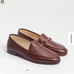 Sam Edelman Loraine Brown Leather Slip-On Loafers with Gold Horsebit